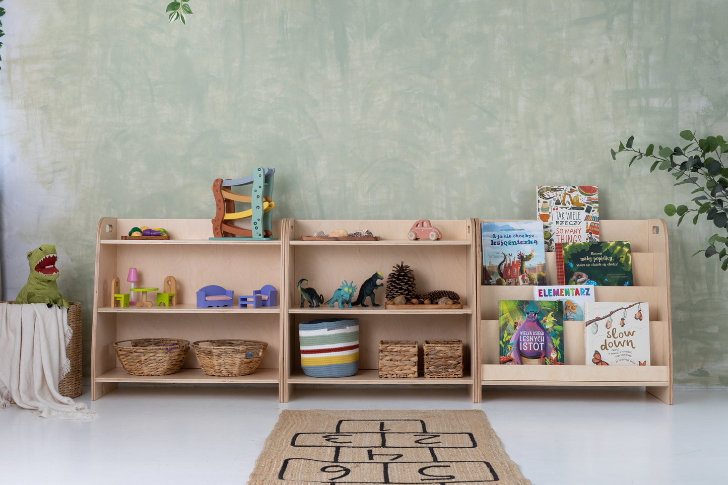 Montessori meubelset 2 speelgoedkasten + 1 boekenkast (met naam)