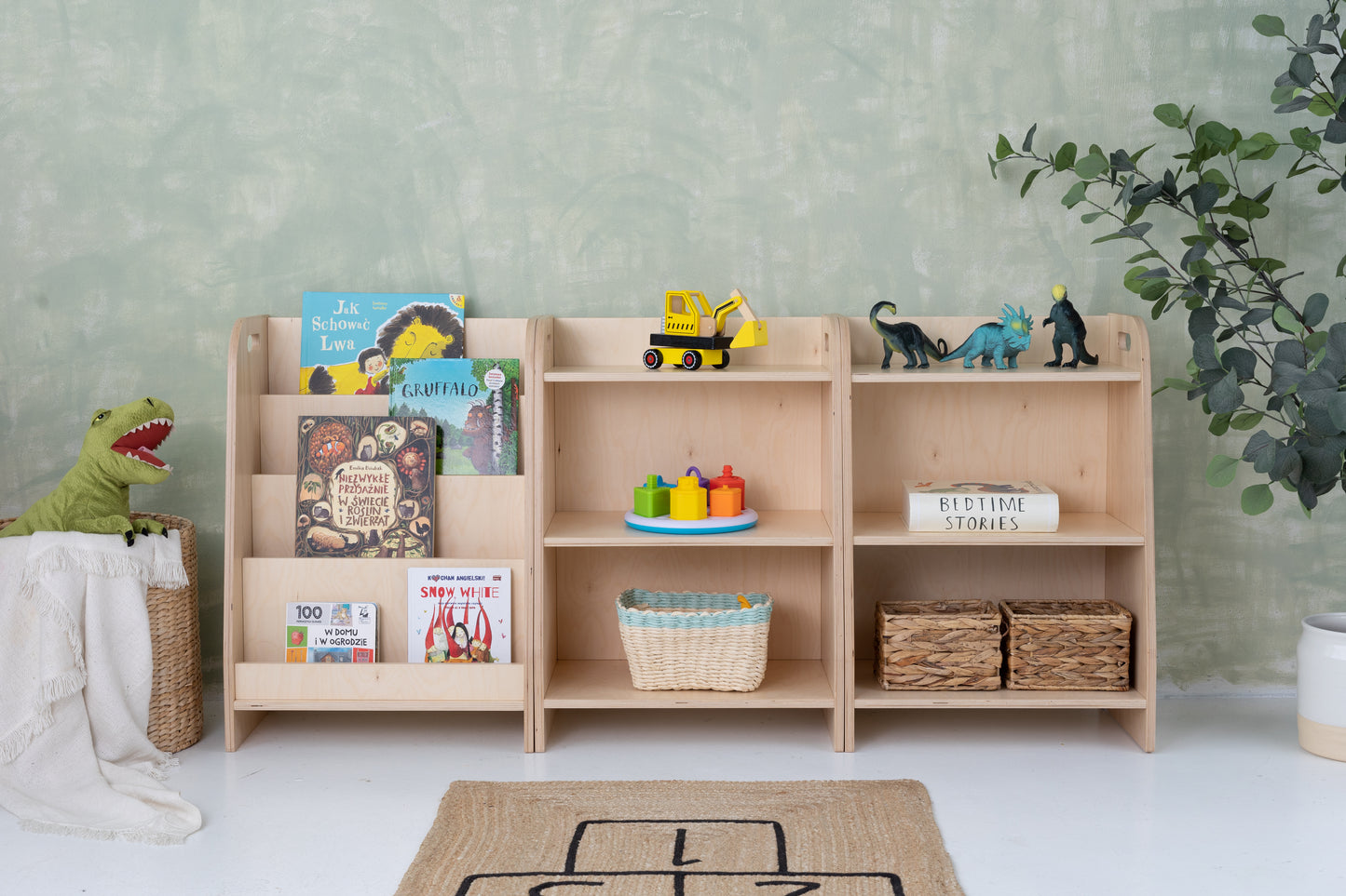 Montessori meubelset 2 speelgoedkasten + 1 boekenkast (met naam)