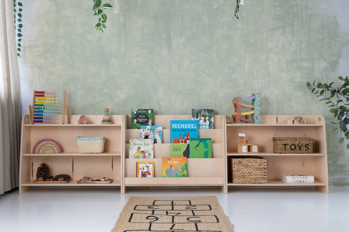 Montessori meubelset 2 speelgoedkasten + 1 boekenkast (met naam)