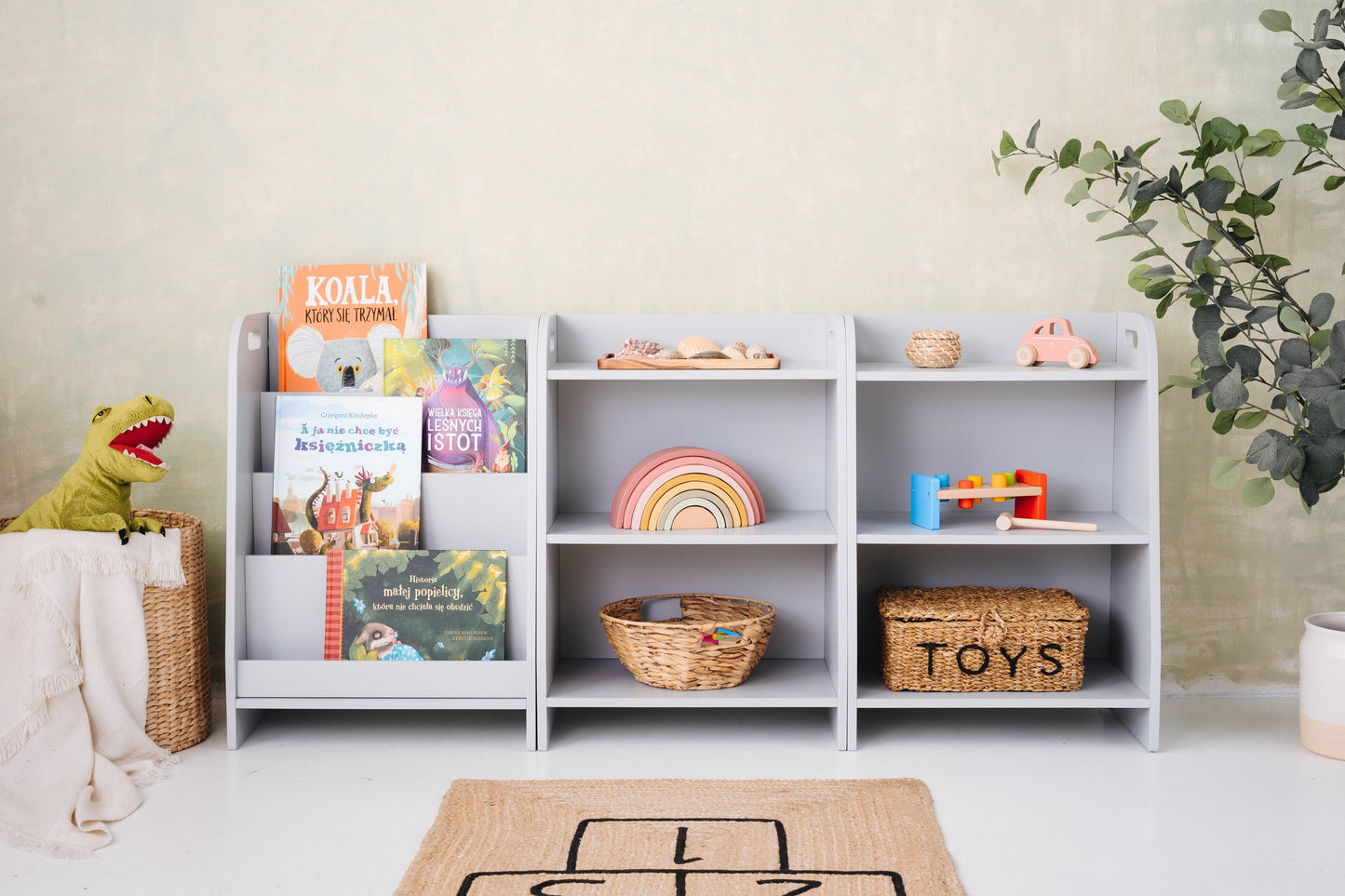 Montessori meubelset 2 speelgoedkasten + 1 boekenkast (met naam)